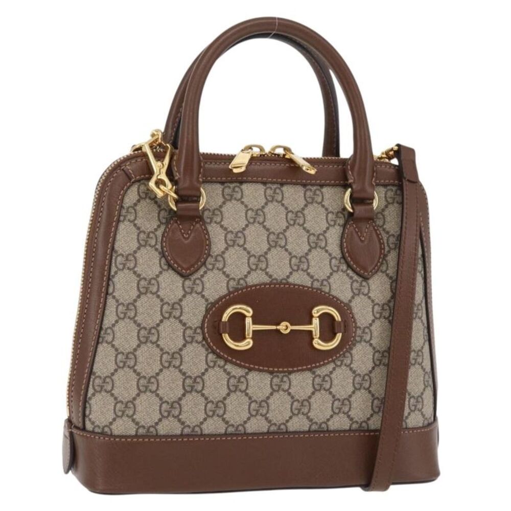 Gucci Horsebit 1955 Top Handle Gg Coated Canvas With Leather Beige Canvas